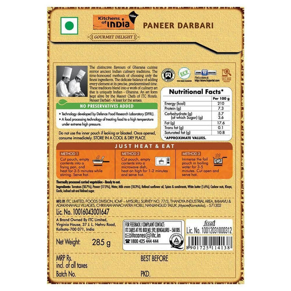 Kitchens of India Paneer Darbari - Distacart