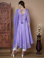 Thumbnail for Myshka Women's Purple Anarkali Kurta & With Dupatta - Distacart