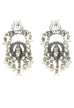 Thumbnail for Mominos Fashion Johar Kamal Ganesh Design Silver Color Earrings - Distacart