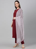 Thumbnail for Janasya Women's Maroon Crepe Solid Straight Festival Kurta Set - Distacart