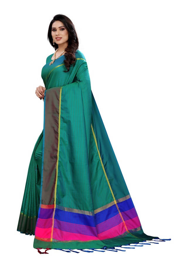 Vamika Green Cotton Silk Weaving Saree (Binita Green)
