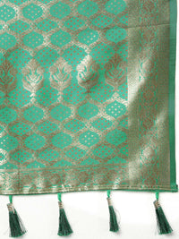 Thumbnail for Lorenvalley Fashion Blue & Green Patola Silk Woven Design Meenakari Weaving Saree - Distacart