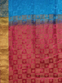 Thumbnail for Kalamandir Checked Dark Blue Pashmina Saree