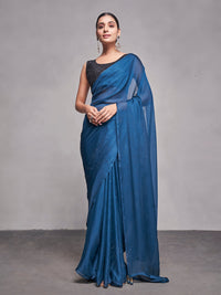 Thumbnail for NOZ2TOZ Women Party Wear Plain Saree with Designer Un Stitched Blouse - Teal - Distacart