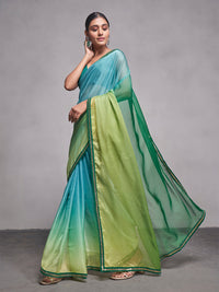 Thumbnail for NOZ2TOZ Women Party Wear Printed Saree with Designer Un Stitched Blouse - Sky Blue - Distacart