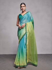 Thumbnail for NOZ2TOZ Women Party Wear Printed Saree with Designer Un Stitched Blouse - Sky Blue - Distacart