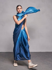 Thumbnail for NOZ2TOZ Women Party Wear Printed Saree with Designer Un Stitched Blouse - Blue - Distacart