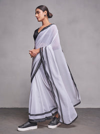 Thumbnail for NOZ2TOZ Women Party Wear Plain Saree with Designer Un Stitched Blouse - White - Distacart