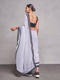 Thumbnail for NOZ2TOZ Women Party Wear Plain Saree with Designer Un Stitched Blouse - White - Distacart