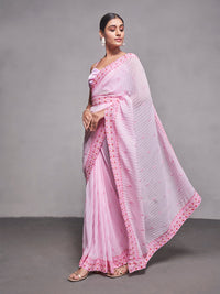 Thumbnail for NOZ2TOZ Women Party Wear Crushed Saree Saree with Designer Un Stitched Blouse - Baby Pink - Distacart