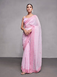 Thumbnail for NOZ2TOZ Women Party Wear Crushed Saree Saree with Designer Un Stitched Blouse - Baby Pink - Distacart
