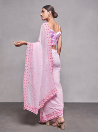 Thumbnail for NOZ2TOZ Women Party Wear Crushed Saree Saree with Designer Un Stitched Blouse - Baby Pink - Distacart