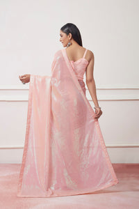 Thumbnail for NOZ2TOZ Women Party Wear Sequnce Worked Saree with Designer Un Stitched Blouse - Peach - Distacart