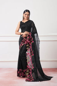 Thumbnail for NOZ2TOZ Women Party Wear Sequnce Worked Saree with Designer Un Stitched Blouse - Black - Distacart