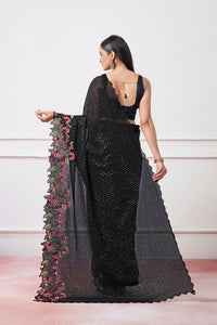 Thumbnail for NOZ2TOZ Women Party Wear Sequnce Worked Saree with Designer Un Stitched Blouse - Black - Distacart
