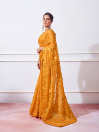Thumbnail for NOZ2TOZ Women Party Wear Embroidery Worked Saree with Designer Un Stitched Blouse - Mustard - Distacart