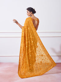 Thumbnail for NOZ2TOZ Women Party Wear Embroidery Worked Saree with Designer Un Stitched Blouse - Mustard - Distacart