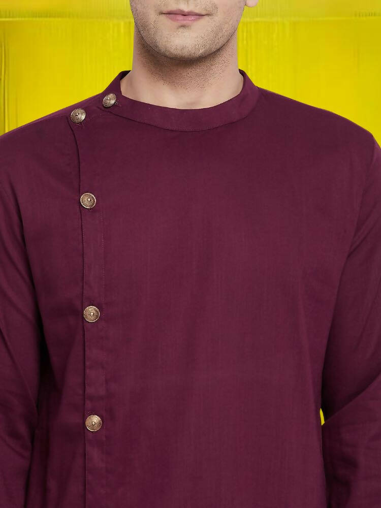 Even Apparels Pure Cotton Maroon Asymetrical Kurta - Maroon - Distacart