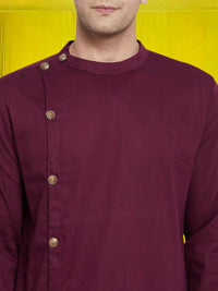 Thumbnail for Even Apparels Pure Cotton Maroon Asymetrical Kurta - Maroon - Distacart