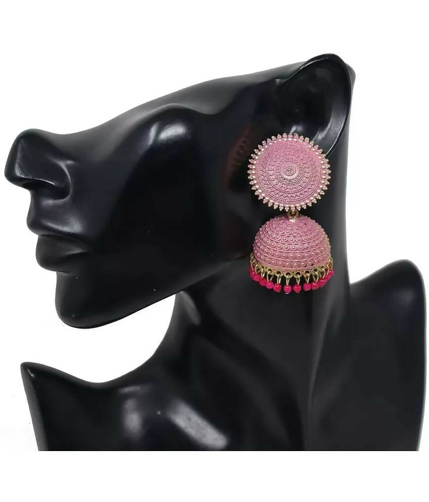 Mominos Fashion Joharkamal Gold-Plated Meenakari Jhumkas For Women & Girls (Magenta) - Distacart