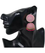 Thumbnail for Mominos Fashion Joharkamal Gold-Plated Meenakari Jhumkas For Women & Girls (Magenta) - Distacart