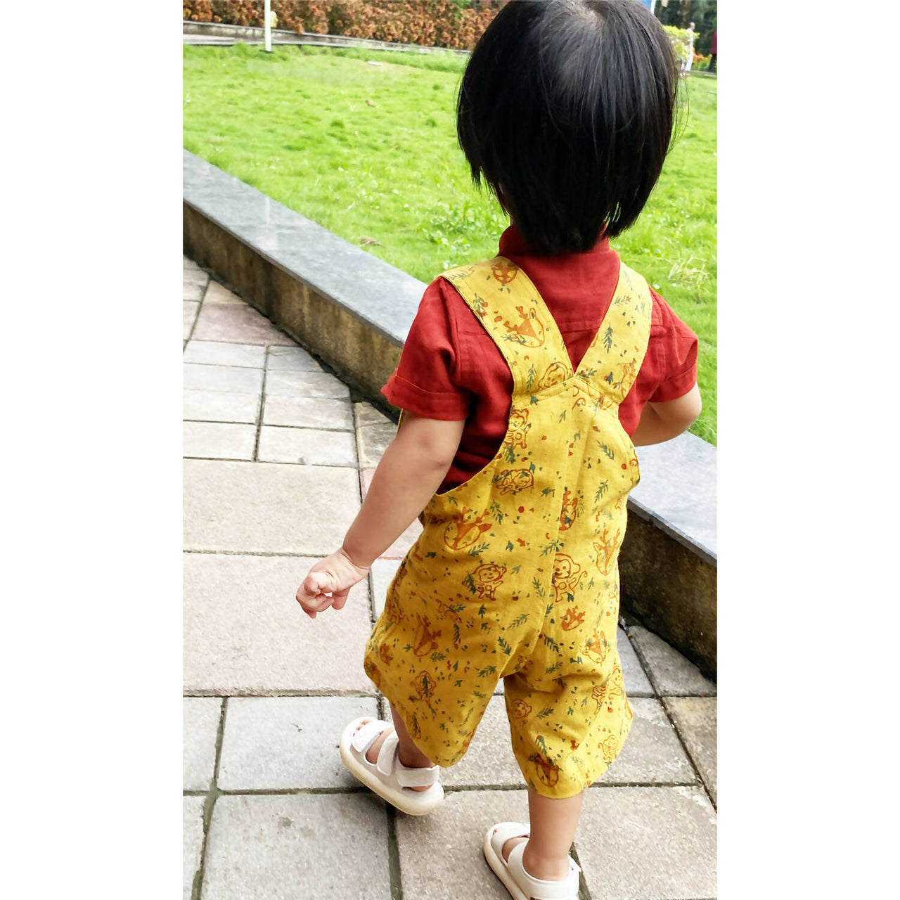 Mhyssa Yellow Dungaree With Round Neck Half Sleeves Maroon Shirt Set - Distacart