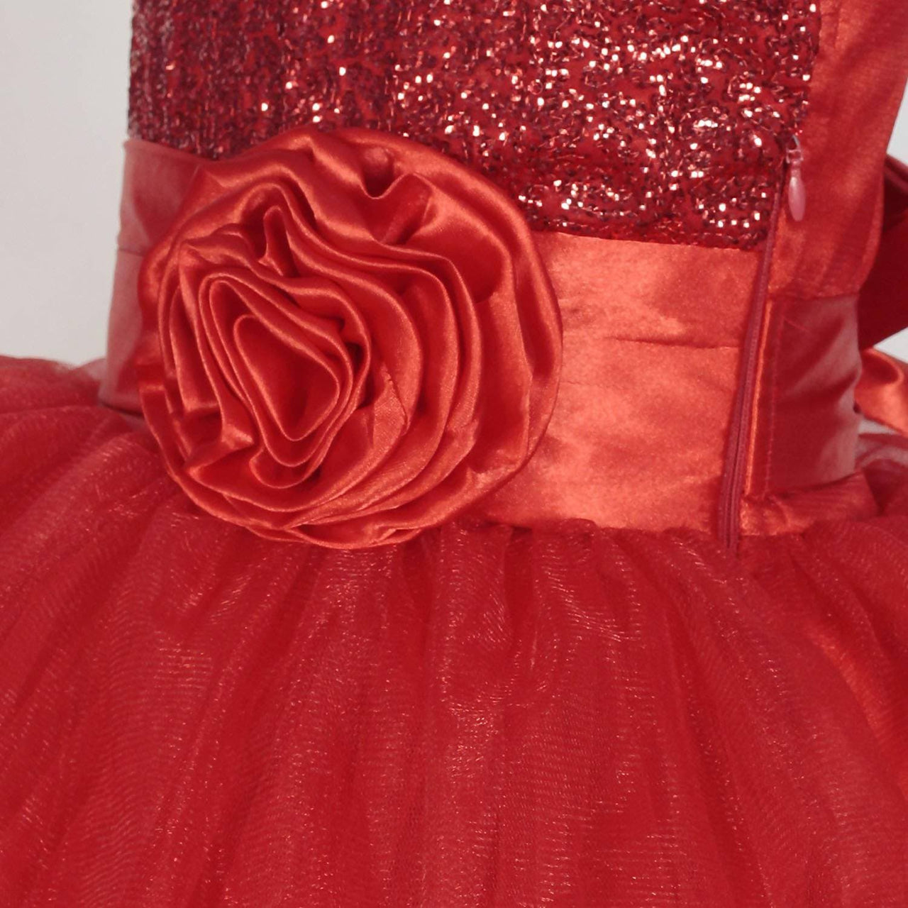 Asmaani Baby Girl's Red Satin Knee Length Frock (AS-DRESS_22148) - Distacart