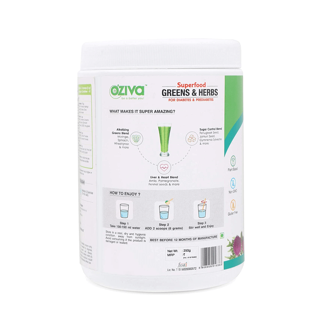 OZiva Superfood Greens & Herbs for Diabetes & Prediabetes