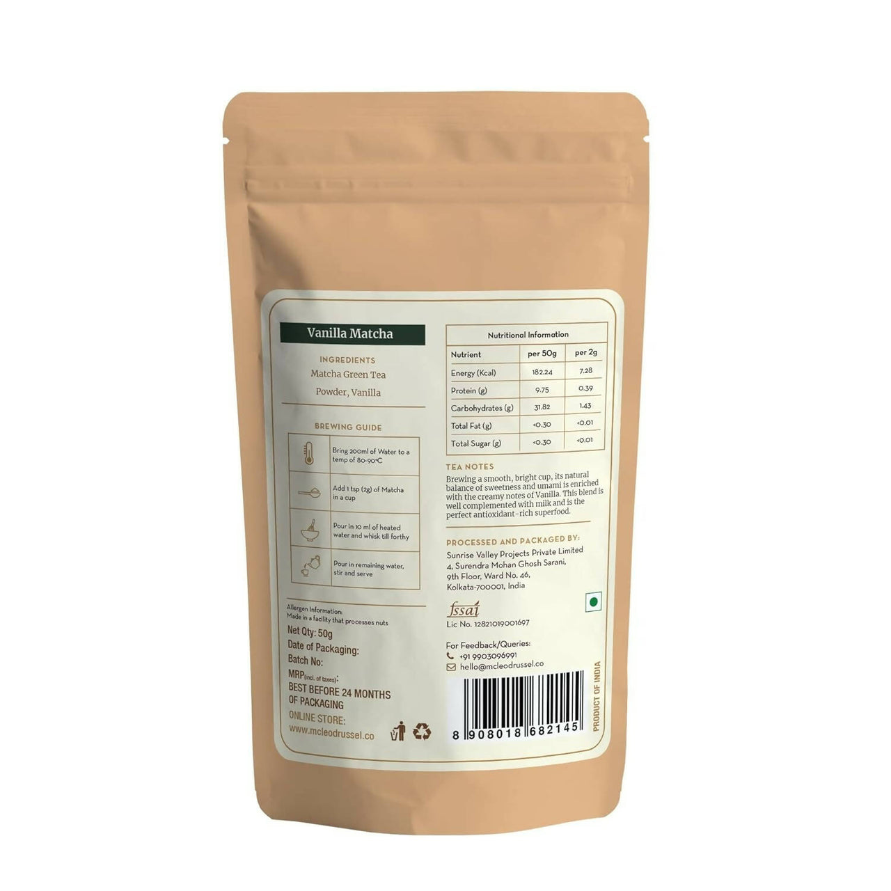 McLeod Russel 1869 Vanilla Matcha - 100% Pure Japanese Matcha Green Tea - Distacart