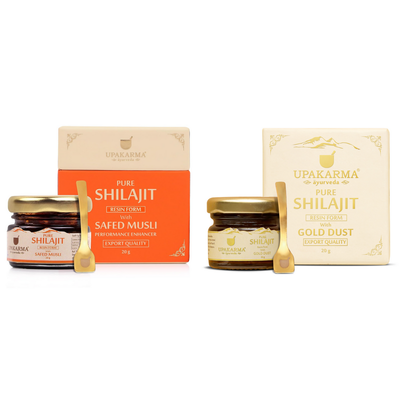 Upakarma Ayurveda Pure SJ Resin with Safed Musli & Pure SJ Resin with Gold Dust Combo - Distacart