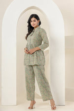 Thumbnail for Kaajh Women's Green Printed Cotton Co-ord Set - Distacart