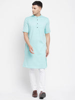 Thumbnail for Even Apparels Green Pure Cotton Men's H/S Kurta With Band Collar - Distacart