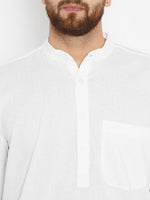 Thumbnail for Even Apparels Band Collar White Pure Cotton Men's Kurta - Distacart