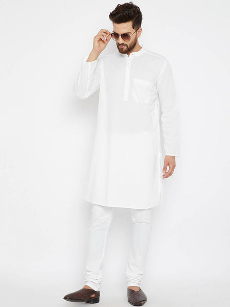 Even Apparels Band Collar White Pure Cotton Men's Kurta - Distacart