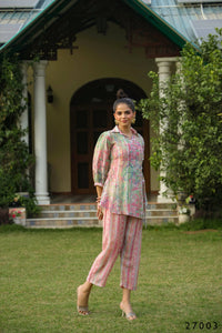 Thumbnail for Women's Casual Fashionable Multi Mull Cotton co-ord set - Anya - Distacart