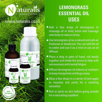 Thumbnail for Naturalis Essence of Nature Lemongrass Essential oil use of oil
