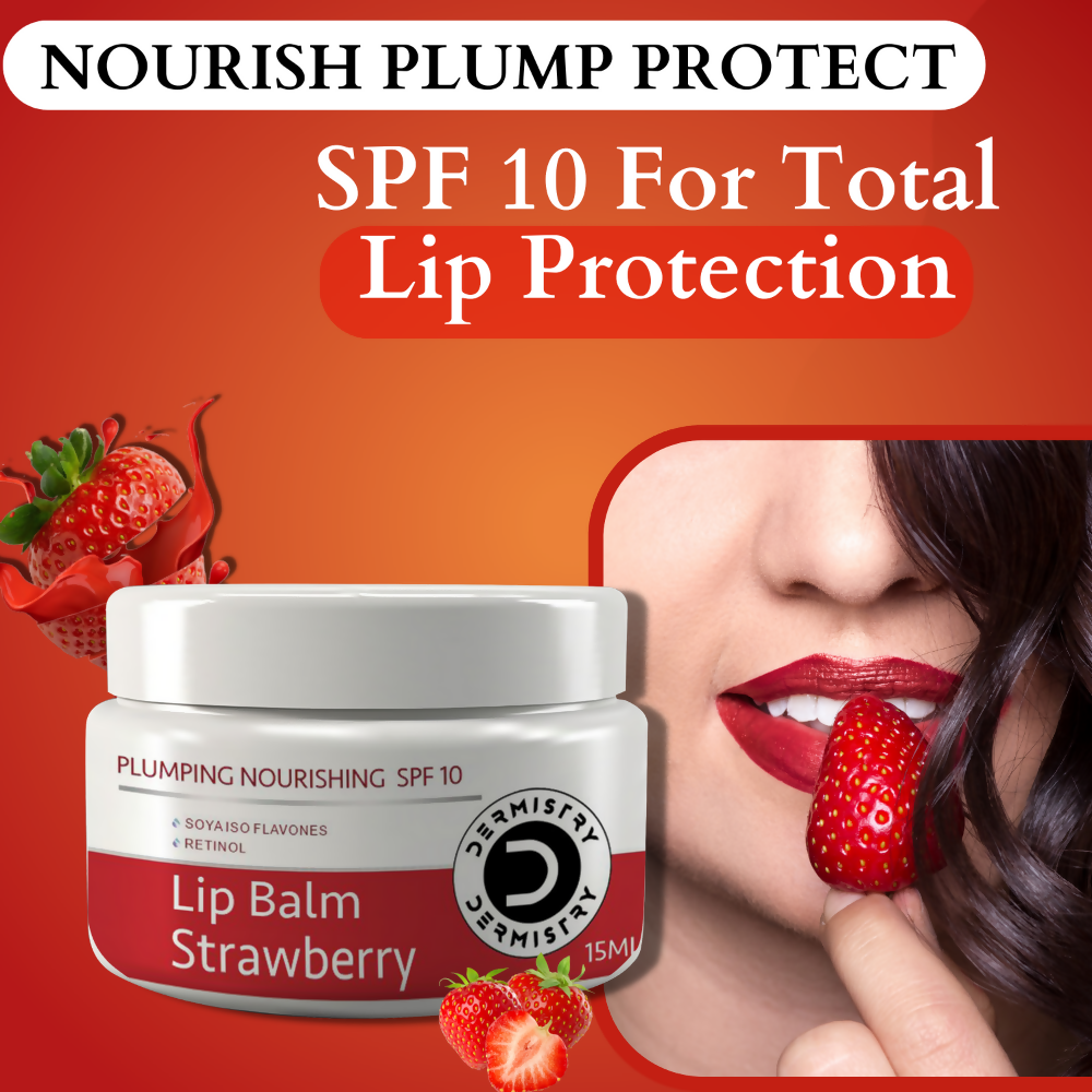 Dermistry Strawberry Lip Care Tint Balm Plumping Nourishing Retinol SPF 10 for Glossy Lips - Distacart