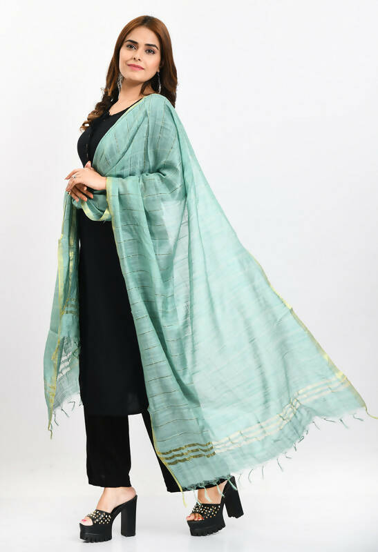 Mominos Fashion Moeza Women's Cotton Zari Box Pista Green Dupatta - Distacart