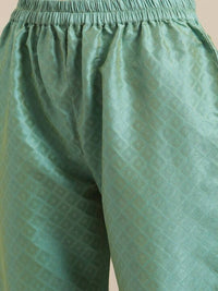 Thumbnail for Varanga Women Sea Green Woven Design Kurta with Trousers & With Dupatta - Distacart