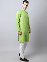 Thumbnail for Even Apparels Green Pure Cotton Men's Kurta With Side Placket - Distacart