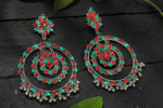 Thumbnail for Mominos Fashion Johar Kamal Women's Red & Green Kundan Circles Earrings - Distacart