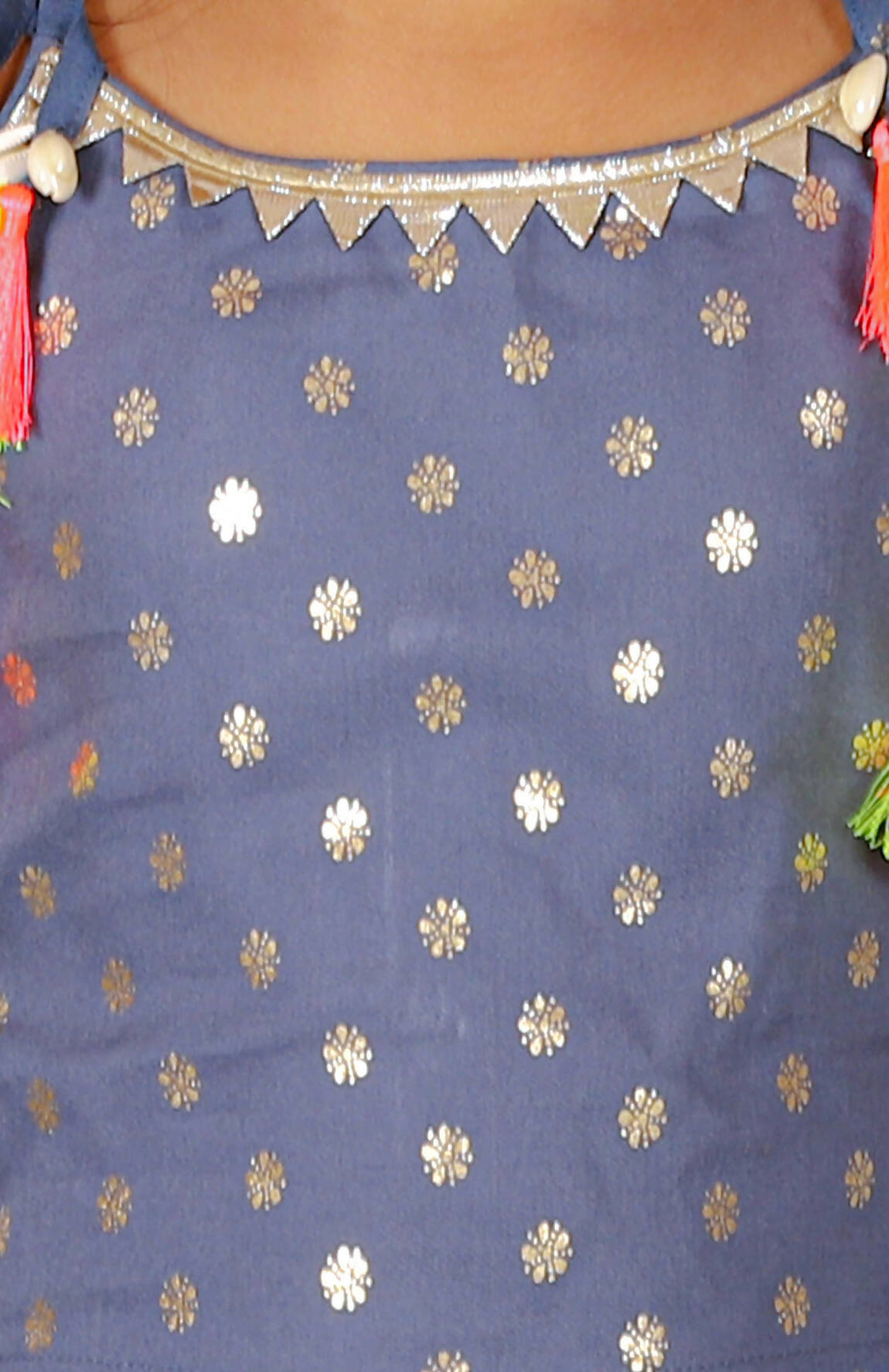 Lil Drama Fusion Fair Girls Blue Crop Top With Dhoti Co-Ordinate Set - Distacart