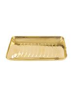 Thumbnail for Spillbox Gold-Toned Brass Rectangular Lines Thali Pooja Essential - Distacart