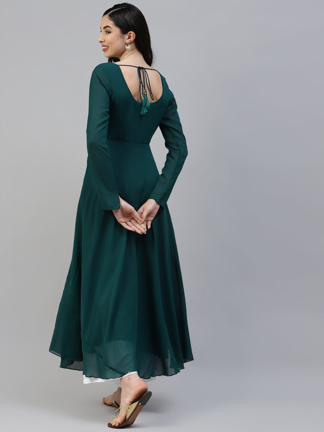 NOZ2TOZ Women Green Georgette Hand Work Anarkali Kurta - Distacart