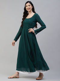 Thumbnail for NOZ2TOZ Women Green Georgette Hand Work Anarkali Kurta - Distacart