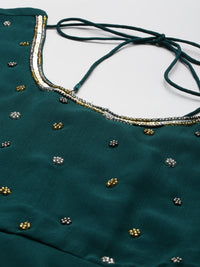 Thumbnail for NOZ2TOZ Women Green Georgette Hand Work Anarkali Kurta - Distacart