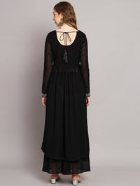 Thumbnail for NOZ2TOZ Women Black georgette Aari work A-Line Kurta with Sharara - Distacart