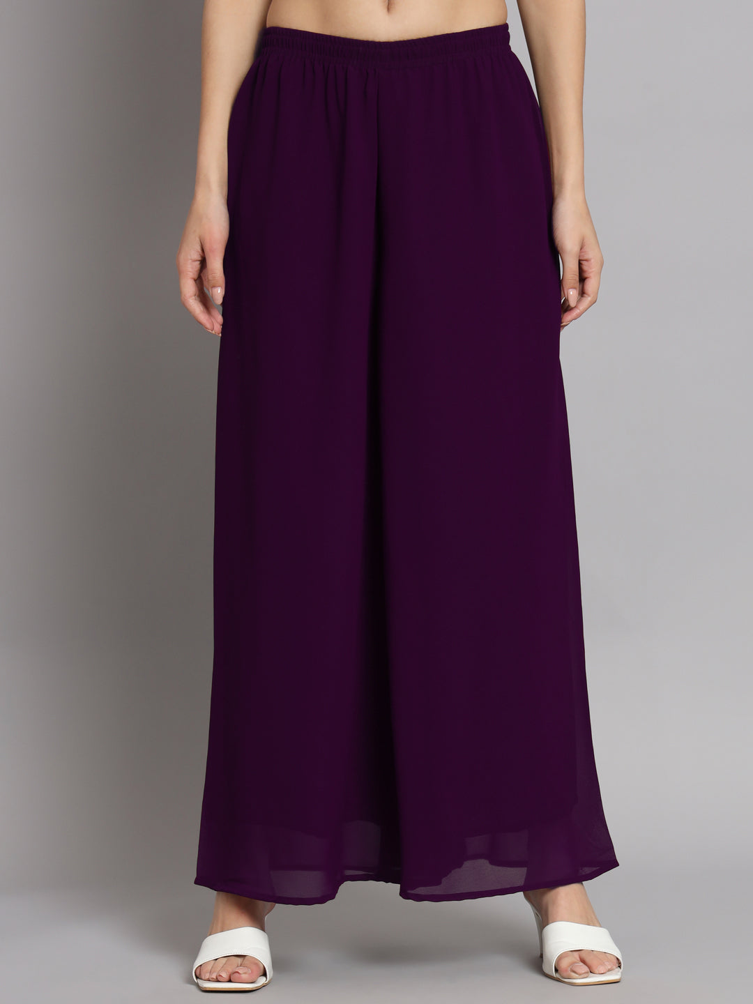 NOZ2TOZ Women Purple georgette Aari work A-Line Kurta with Sharara - Distacart