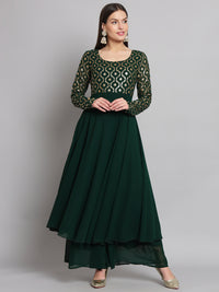 Thumbnail for NOZ2TOZ Women Green Georgette Foil print Anarkali Kurta - Distacart
