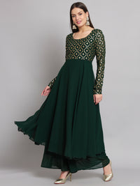 Thumbnail for NOZ2TOZ Women Green Georgette Foil print Anarkali Kurta - Distacart